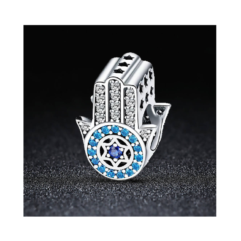 Charm Mano de Fátima Hamsa en Plata Fina 925 SILVER HEART-2