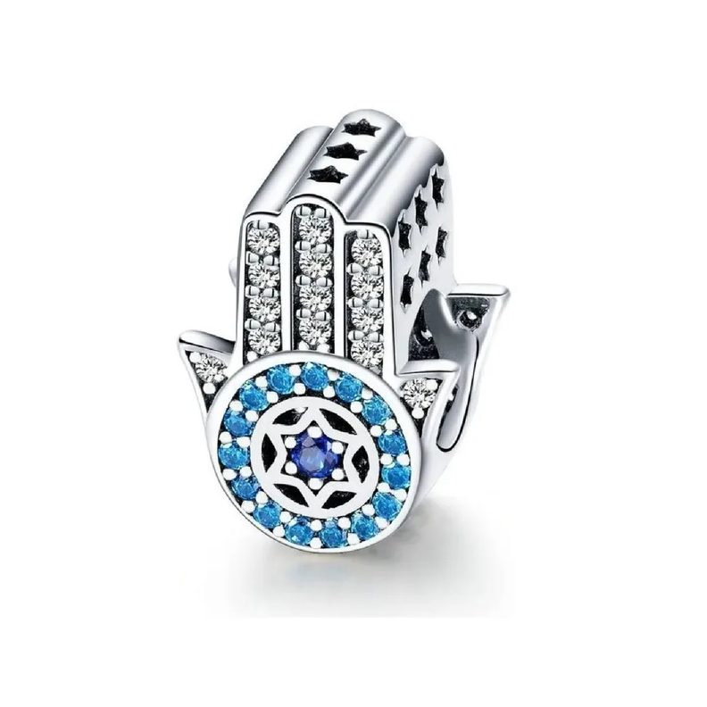Charm Mano de Fátima Hamsa en Plata Fina 925 SILVER HEART-0