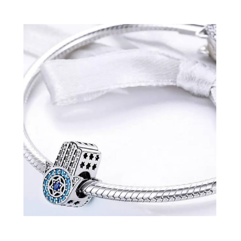 Charm Mano de Fátima Hamsa en Plata Fina 925 SILVER HEART-1
