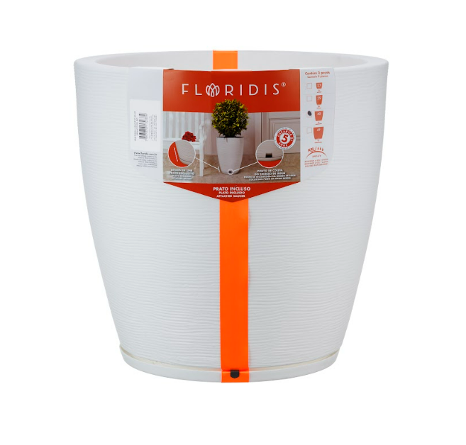 MACETERO FLORIDIS AMSTERDAM BLANCO 45CM CON PLATO-2