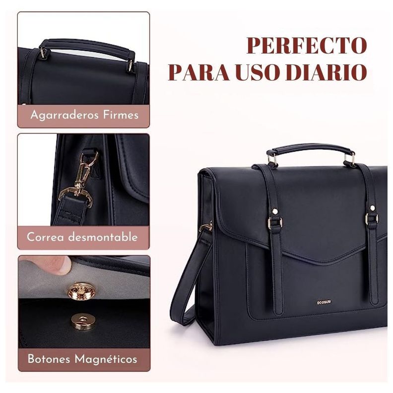 Ecosusi - Maletín Vint Myosotis para 15.6" - Negro-3