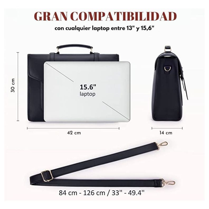 Ecosusi - Maletín Vint Myosotis para 15.6" - Negro-4