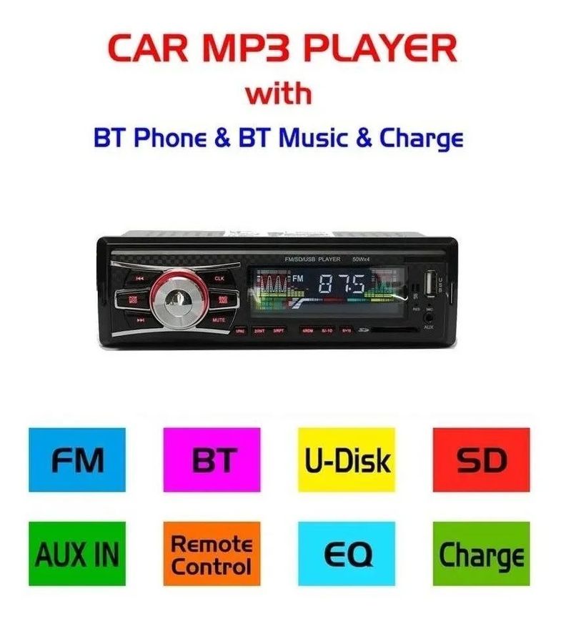 Radio De Auto 1 Din Bluetooth Usb Mp3 Microsd Aux Fm 213037-5