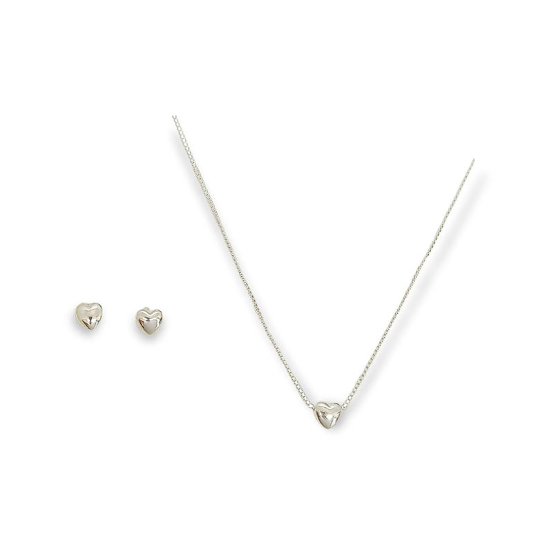 Set Conjunto Aros Seguridad Plata enchapado en Oro Cadena Corazón-0