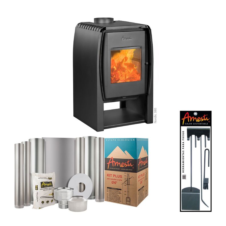 COMBO CALEFACTOR LEÑA NORDIC380+KITINST6"+SETMURO-0