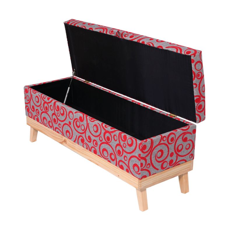 Banqueta con Baúl Incy Gris Rojo 120x40x50 cm Máxima Design-2