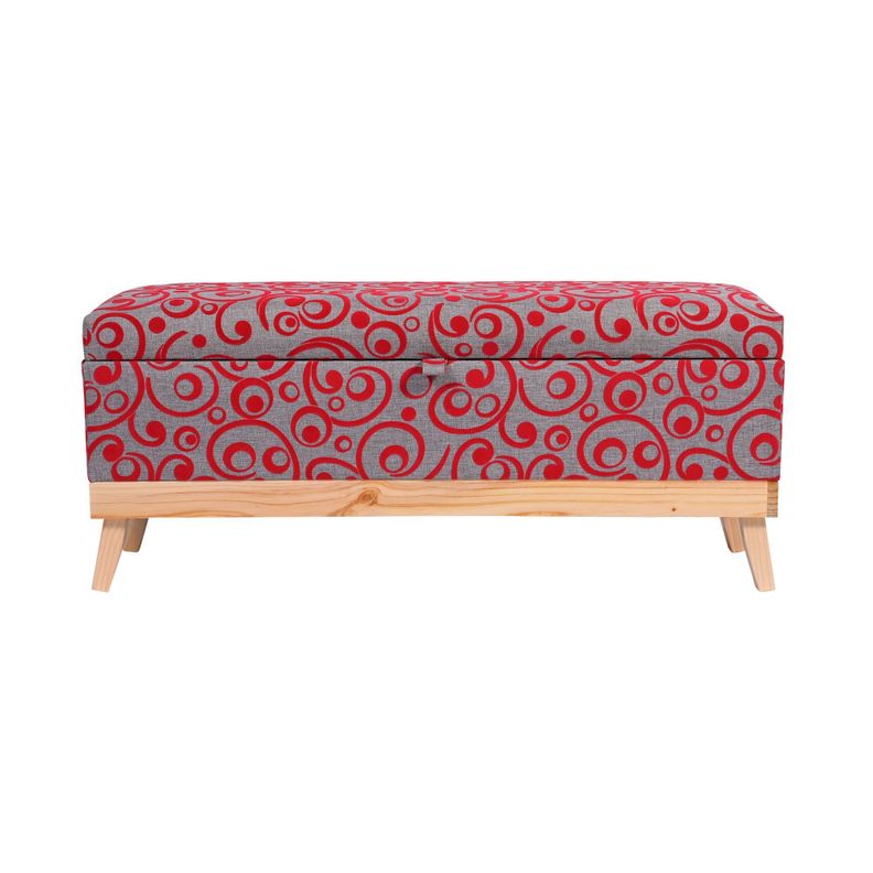 Banqueta con Baúl Incy Gris Rojo 120x40x50 cm Máxima Design-0