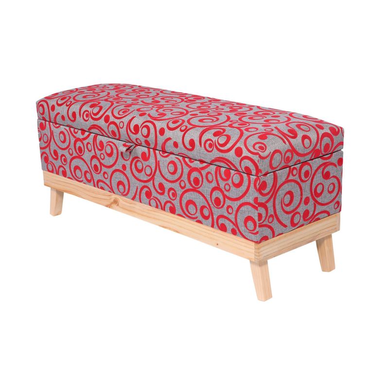 Banqueta con Baúl Incy Gris Rojo 120x40x50 cm Máxima Design-1