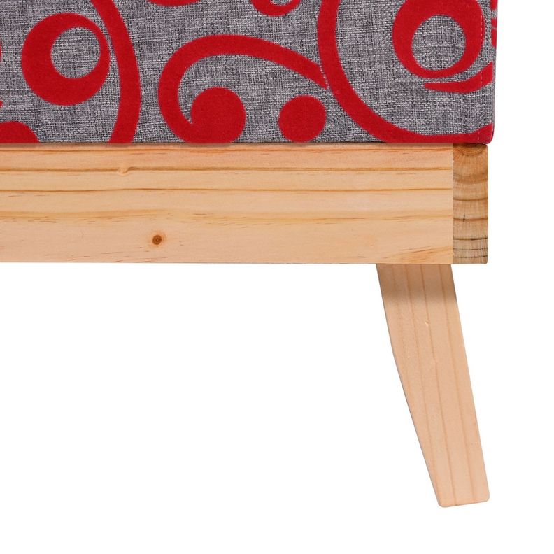 Banqueta con Baúl Incy Gris Rojo 120x40x50 cm Máxima Design-4