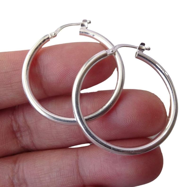 Aros De Plata 925 Argollas Gruesa 3cm - MABELITA-0
