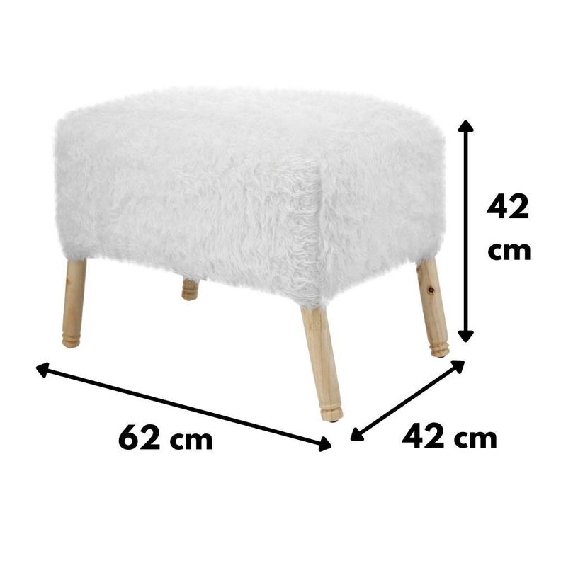Pouf  Petrum Isidora Blanco Piel Sintética 62x42x42 cm Máxima Design-3