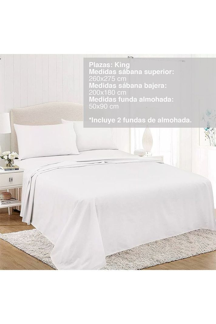 Juego de Sábanas de Microfibra Monaco King Blanco-1