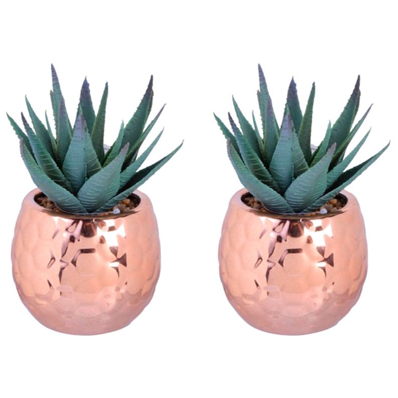 Set de Suculentas Decorativas Porcelana Cobre 3 Piezas-1