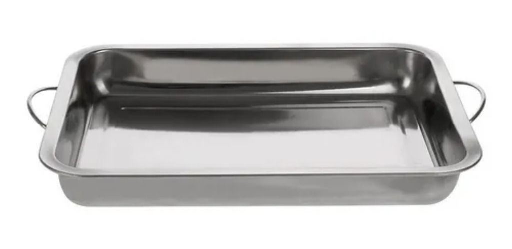 Bandeja Fuente Acero Inoxidable Con Asas Manillas 36x27 Cm-1