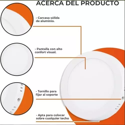 Lámparas Para Techo Led Blanco 18w Luz Suave Cálida Completa-5