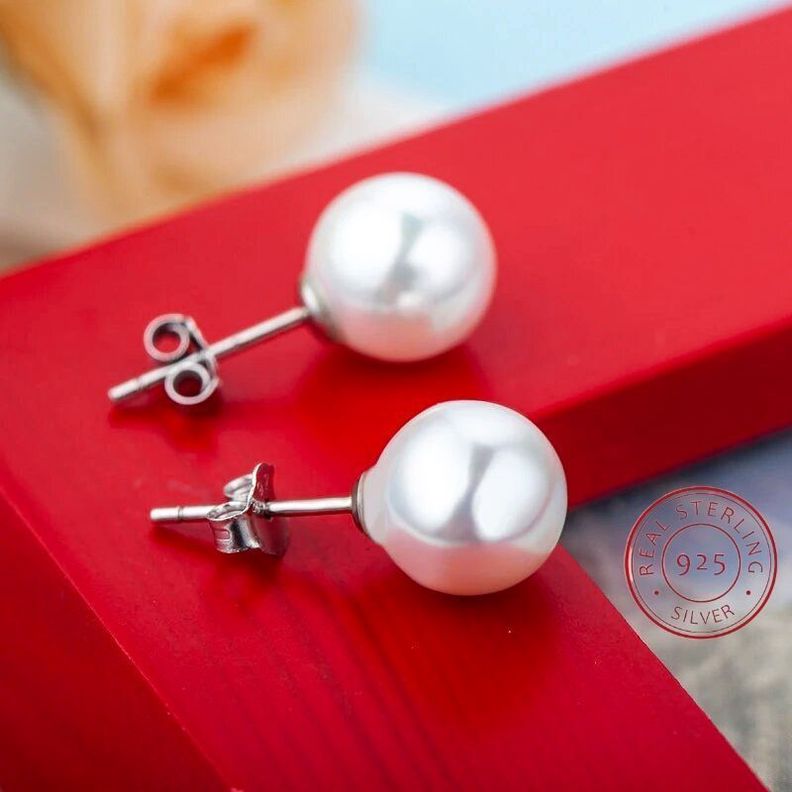 Aros Perla Cultivada Natural 8-9 mm Poste Y Tuerca De Plata-4