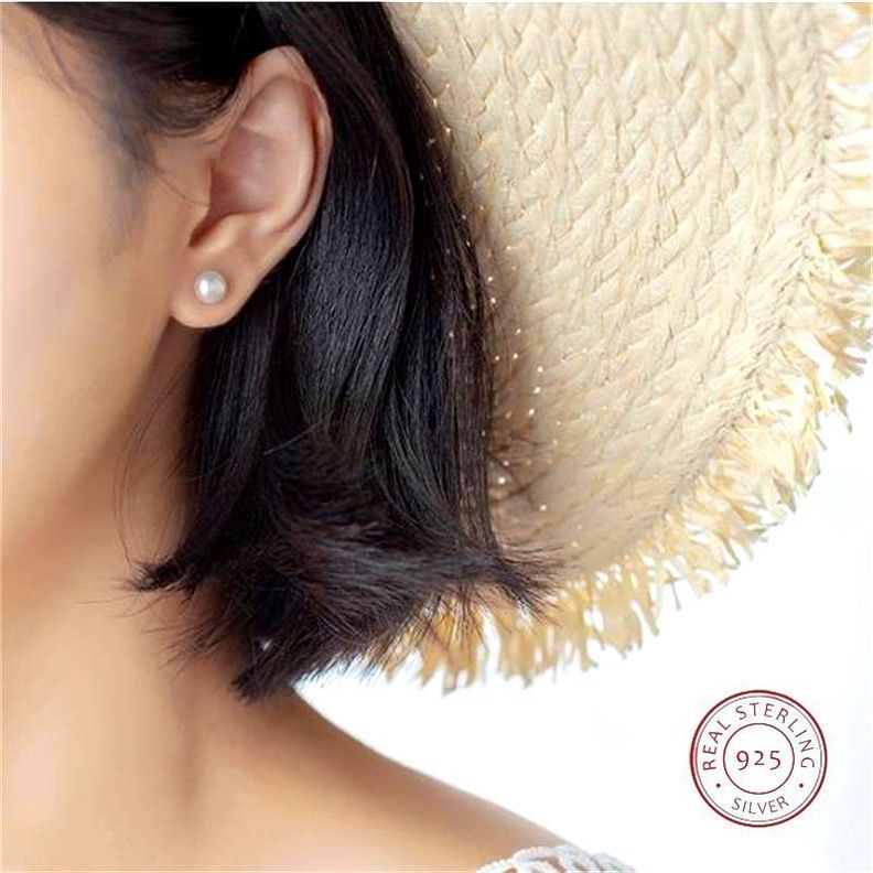 Aros Perla Cultivada Natural 8-9 mm Poste Y Tuerca De Plata-6