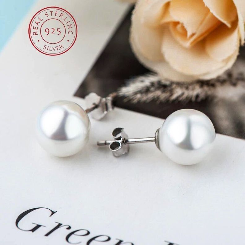 Aros Perla Cultivada Natural 8-9 mm Poste Y Tuerca De Plata-7