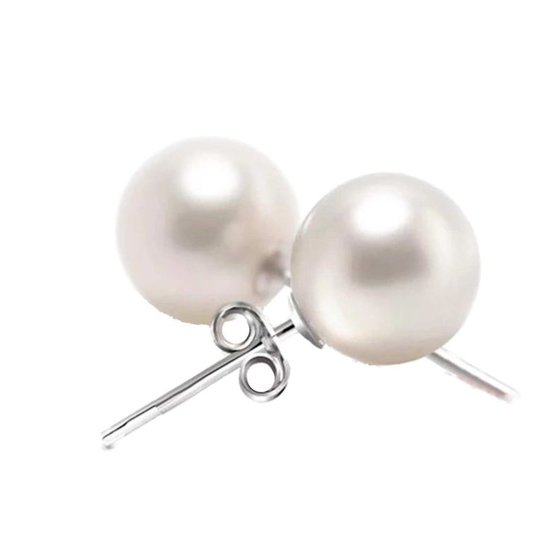 Aros Perla Cultivada Natural 8-9 mm Poste Y Tuerca De Plata-0