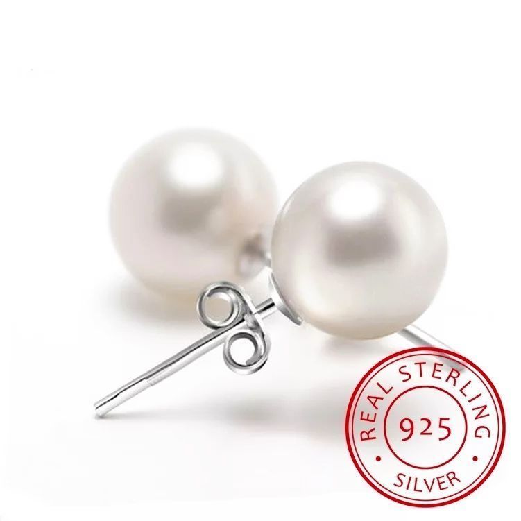 Aros Perla Cultivada Natural 8-9 mm Poste Y Tuerca De Plata-1