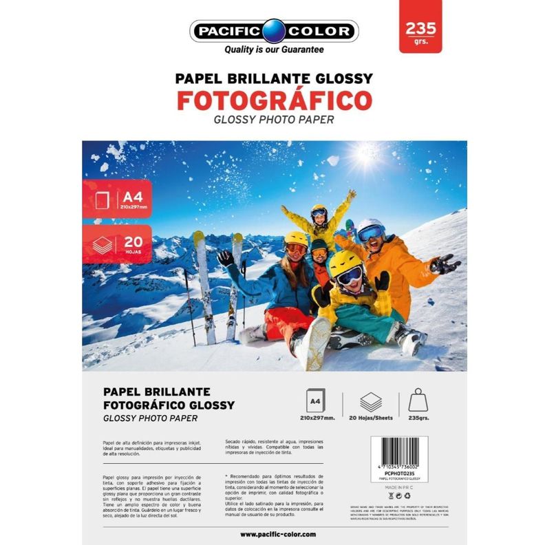 Papel Fotografico Glossy 20 Hojas 235gr Formato A4-0