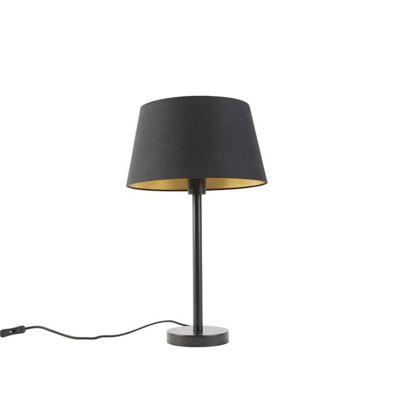 Lámpara de Mesa "Leonor" Con Pantalla E-27 Negro-0