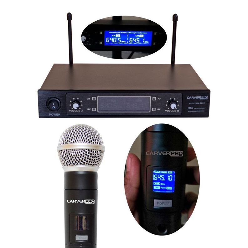 MICROFONO INALAMBRICO DE MANO DOBLE UHF/FQ CARVERPRO -4