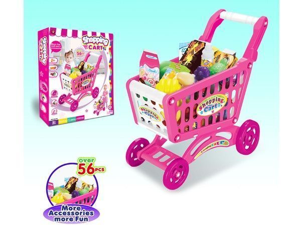 Carrito Supermercado Para Niños 56 Piezas Rosado Accesorios-2
