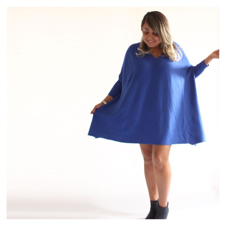 Sweater Tipo Poncho Azul Spandex-1