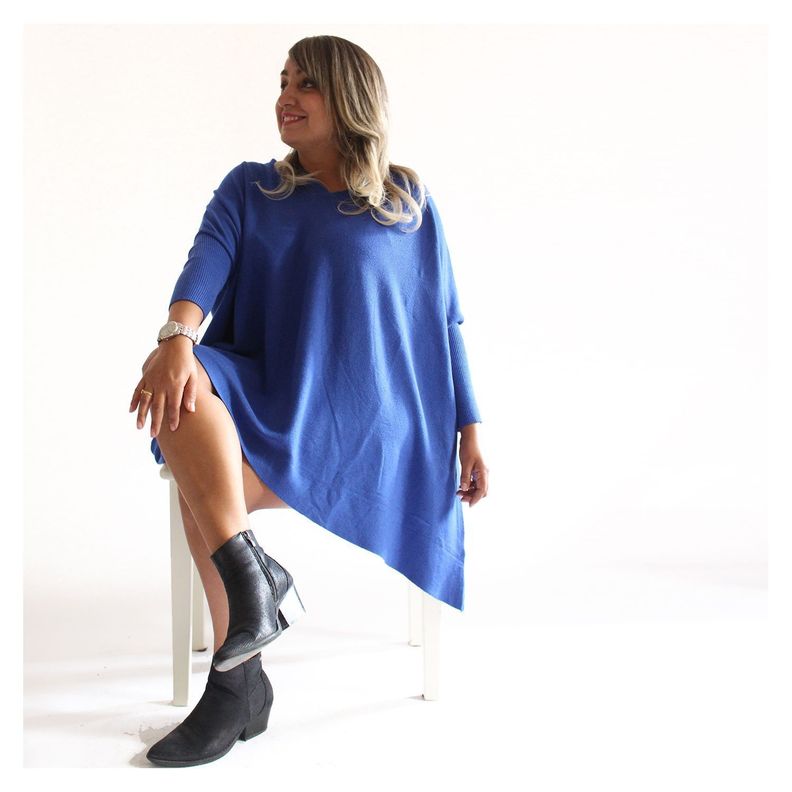 Sweater Tipo Poncho Azul Spandex-0