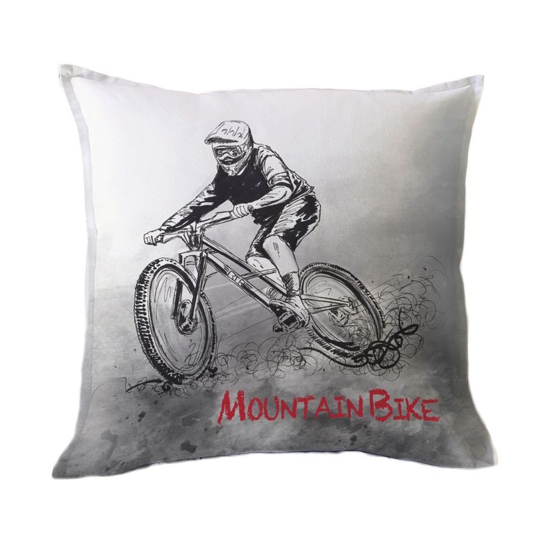FUNDA COJIN ALGODON MOUNTAIN BIKE 45X45 Diseno 1