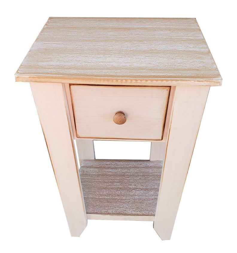 Velador un cajon patina rustica blanco-1