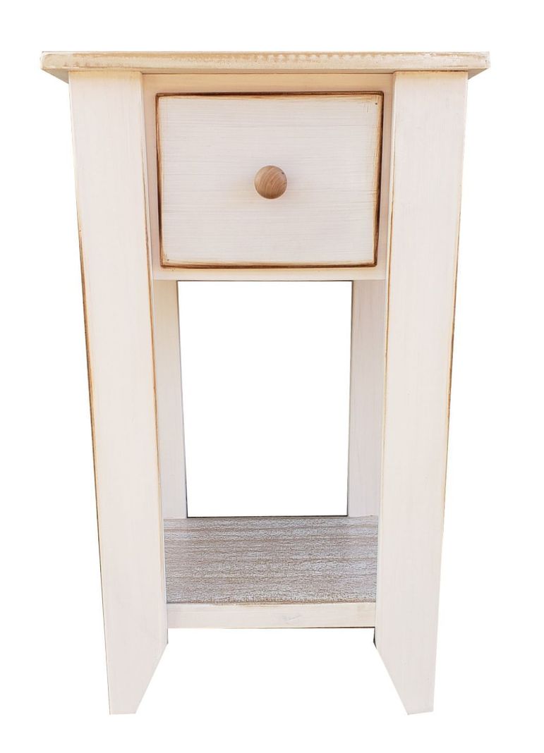 Velador un cajon patina rustica blanco-0
