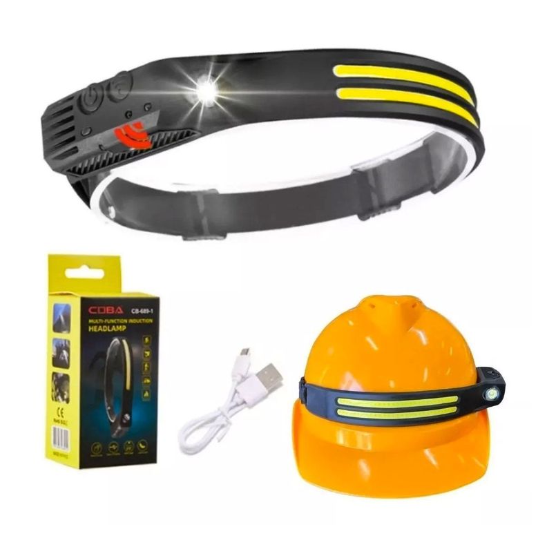 Linterna Frontal 2en1 Para Casco De Minero Con Sensor-1
