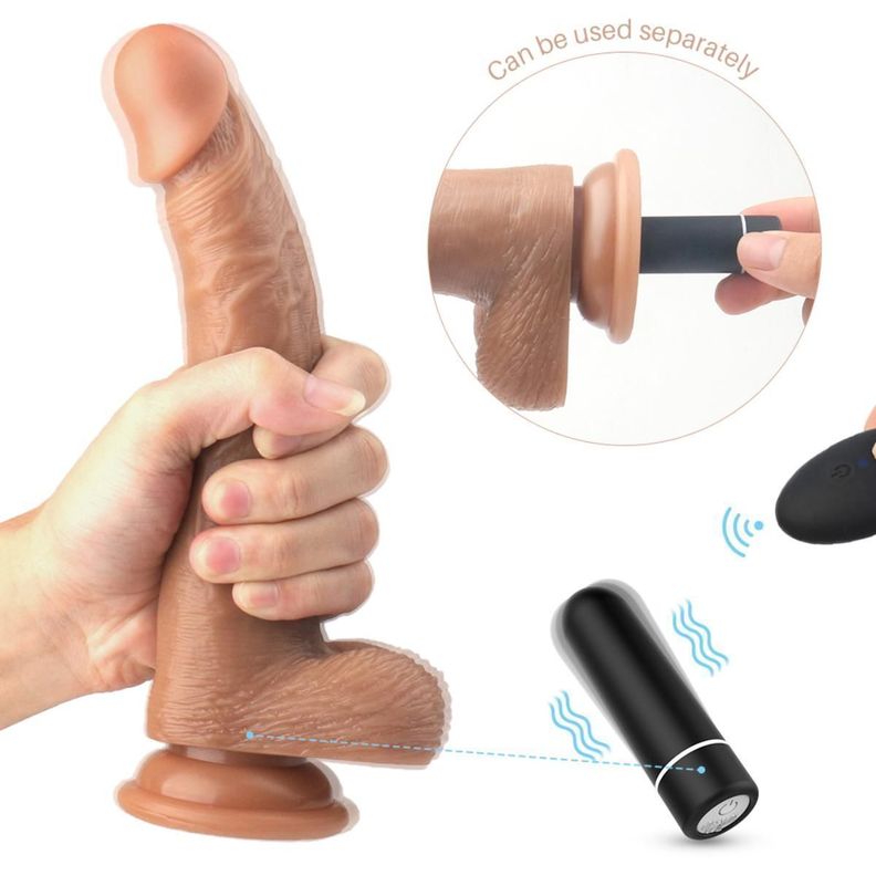 Croods Dildo Vibrador Realista Con Bala Vibradora Y Control Remoto-3