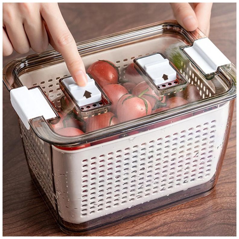 Contenedor Organizador De Frutas Para Nevera Refrigerador Con Tapa-5