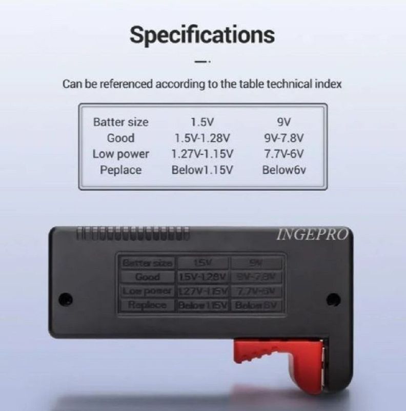 Tester Probador Digital Pila Bateria Aaa Aa 9v C D ai41-3