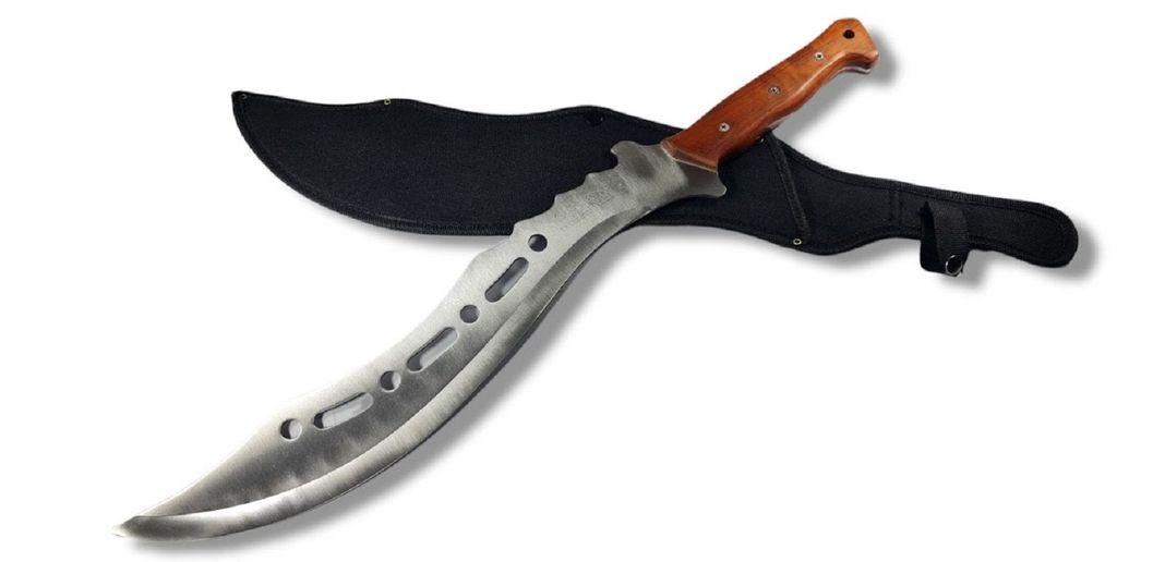 Cuchillo Kukri Corvo Catfish Supervivencia / Funda Am01 Plateado Metalico