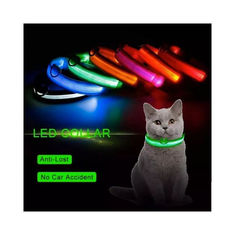 Collar Con Luz Led Carga Usb Perros Gatos S Verde-2