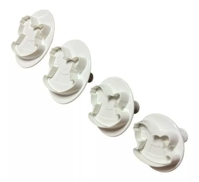 4 Molde Fondant Cortador Con Expulsor Fondant Caballito-0