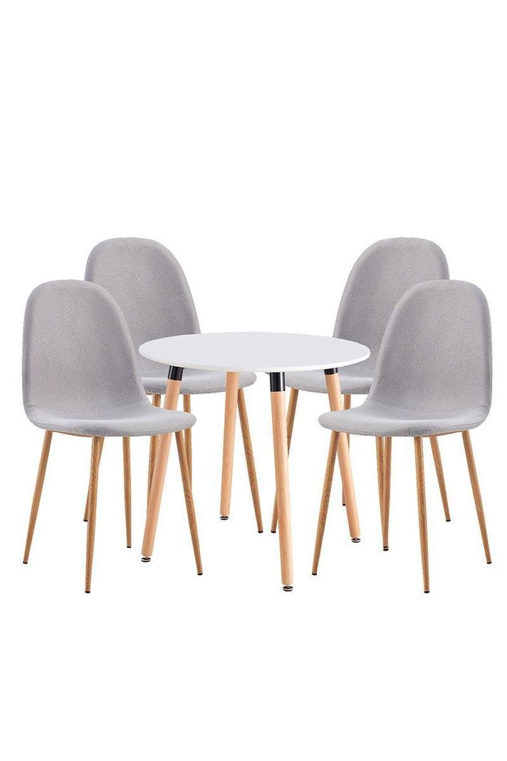 Juego de Comedor Redondo de 4 Sillas Blanco-0