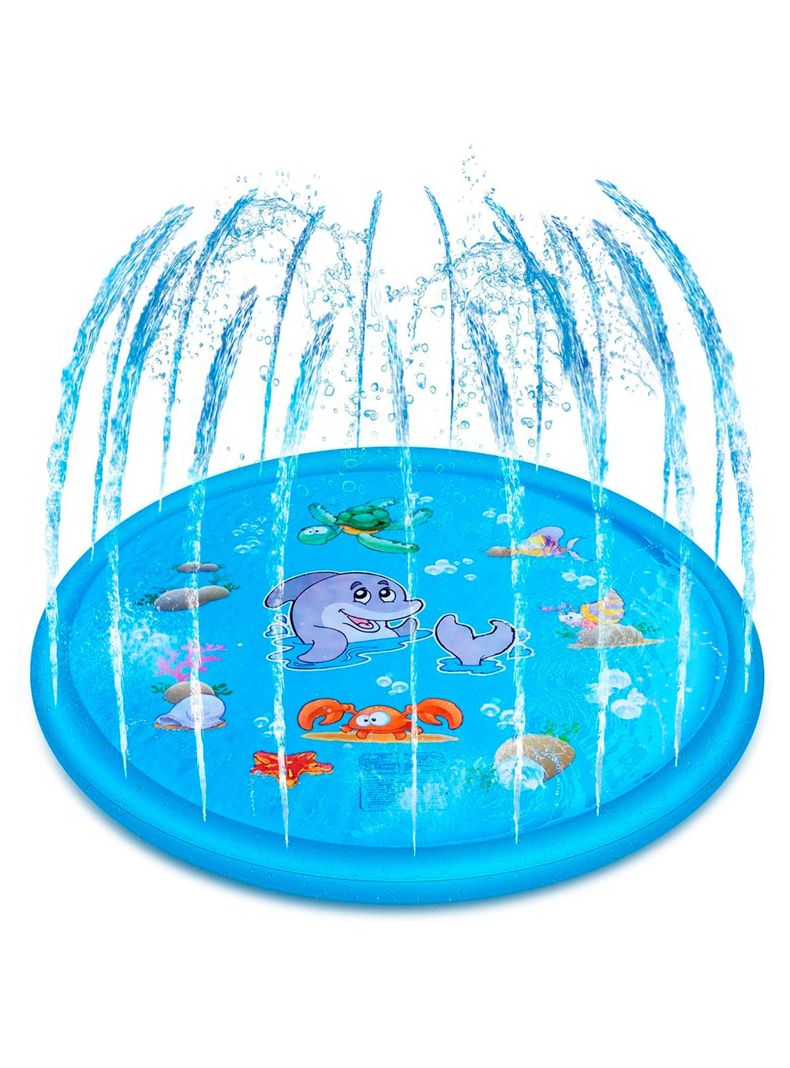 Alfombra inflable para lluvia de agua azul-0