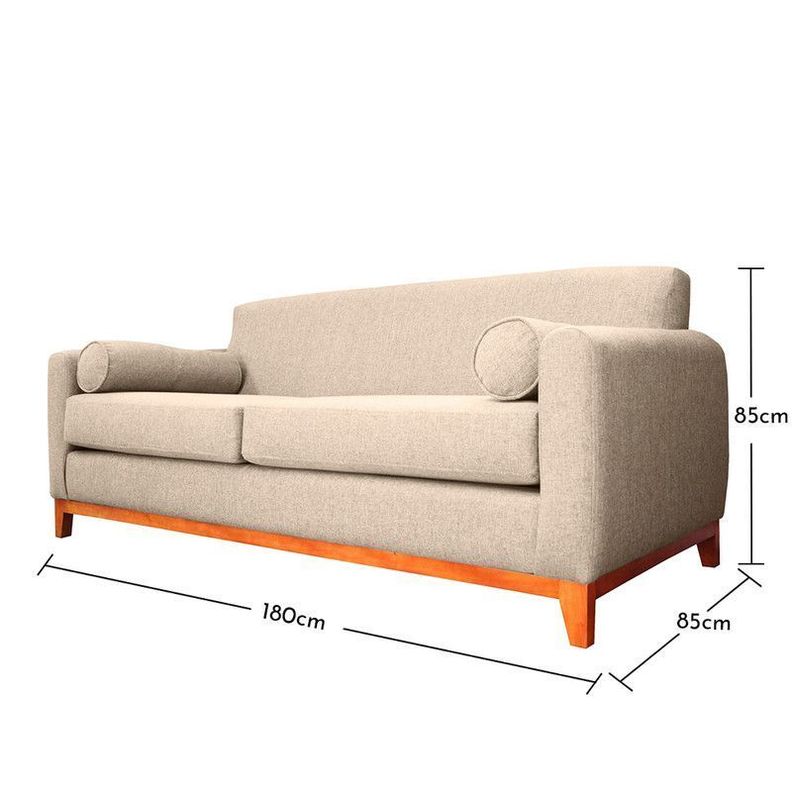 Sofá Meli Chenille Tipo Lino Beige 2 Cuerpos-4