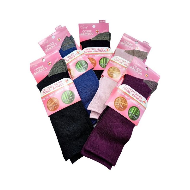 Calcetines Diabeticos Cobre Bambú Mujer pack de 5 pares-0