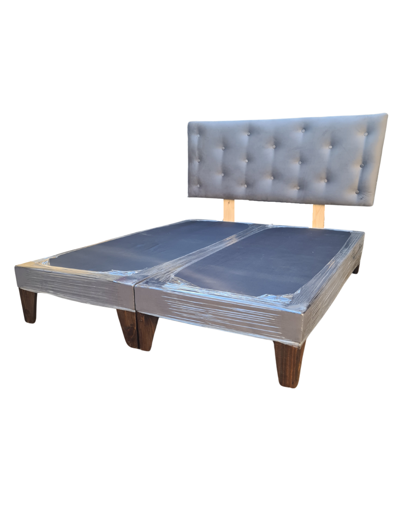 Base Div 2P + Respaldo Botoné Gris Claro Felpa Muebles Rimar -2