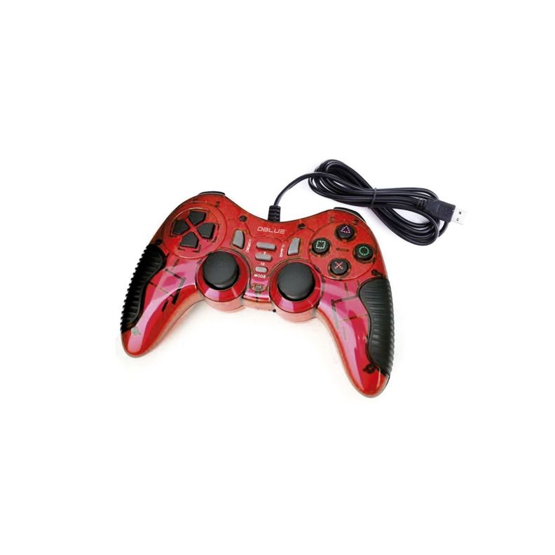 Joystick D-shock Usb Pc Doble Vibración Rojo - Puntostore-0