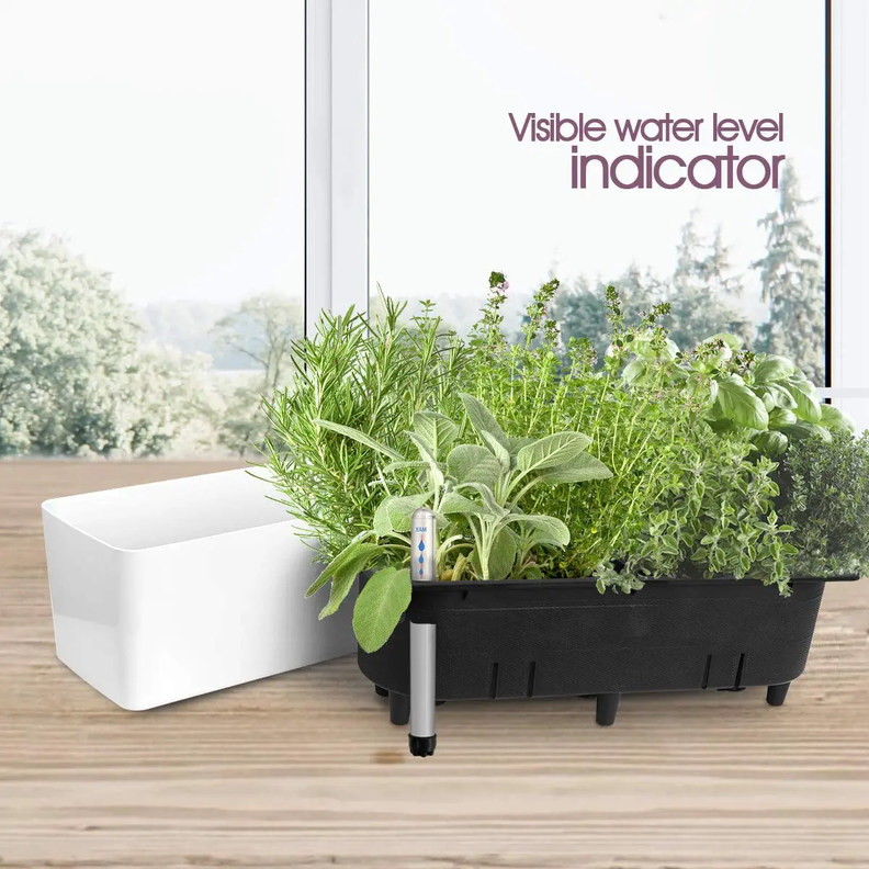 Macetero rectangular autorregante + LED indoor-5