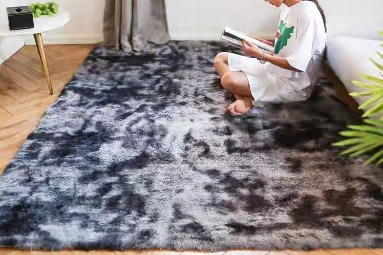 Alfombra Peluda 120cmx160cm Gris Oscuro mixto-0