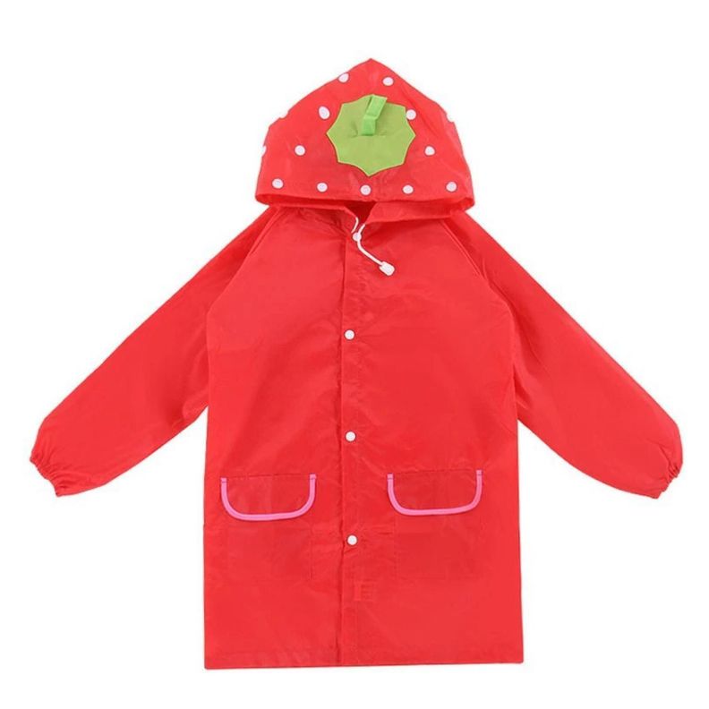 Poncho Impermeable Con Gorro Para Lluvia Infantil Rojo-0