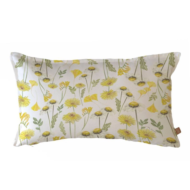 FUNDA COJIN ALGODON  PRIMAVERA AMARILLA 50X30 Diseno 1
